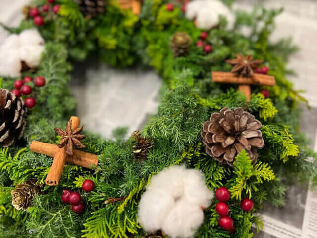 クリスマスコットンリース