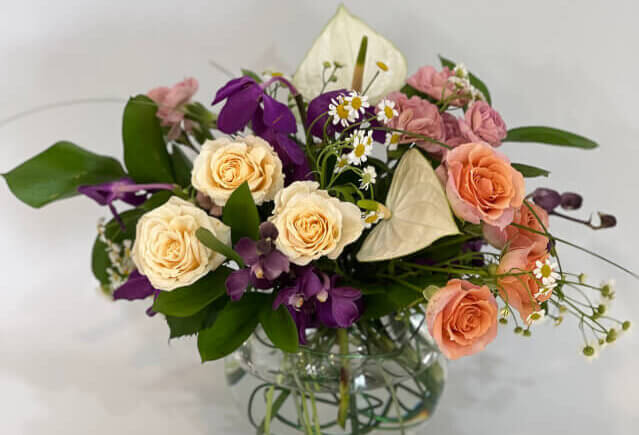 ワイヤーの花留めで作るホリゾンタルスタイル応用 Horizontal style